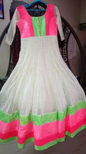 New colourful Anarkali with dupatta worn for just 2 to 3 hours