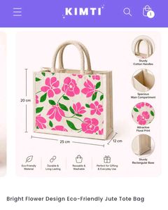 Bright Flower Design Jute Tote Bag
