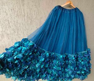 🦚 Ocean Blue 3D Floral Lehenga Choli Set ✨
