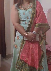 Gown With banarsi Silk Duppata