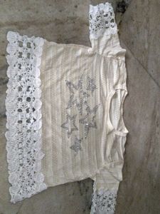 Sparkly Star Lace Trim Top