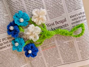 Crocheted Flower Keychain Charm