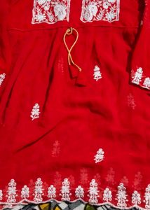 Red Embroidered Kurti