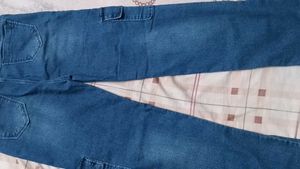 Blue Denim Cargo Pants