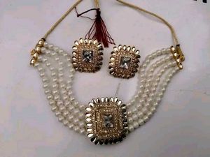 Elegant Pearl Choker Necklace &amp; Earring Set