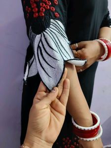 Stylish Black Kurta with Floral Print