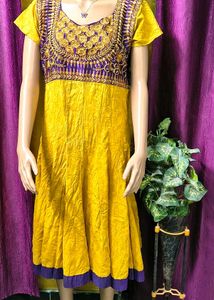 Vibrant Yellow Embroidered Kurti