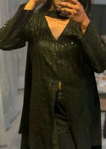 Black Sequin Kurta Set.