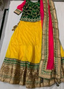 Trending Yellow &amp; Green Embroidered Lehenga Choli