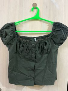Newmw Chic Puff Sleeve Button-Up Top