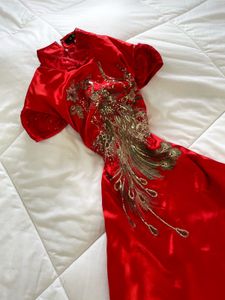 Red cheongsam dress
