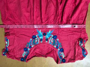Red Embroidered Kurta Top