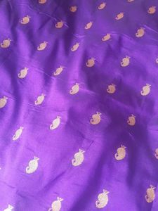 Purple(violet) Pattu &amp; Gold Imitation Zari Saree