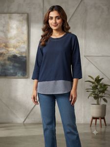 Navy Blue Layered Top