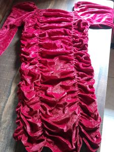 Velvet Ruched Off-Shoulder Dress
