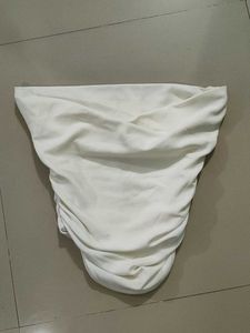 Ruched White Blouse Top