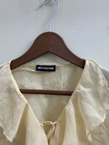 Sheer Ruffle Front Tie Blouse(Brand New)