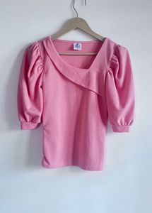 Cute Pink Puff Sleeve Top
