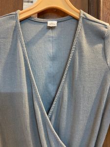Cotton Ribbed Deep Neck Top