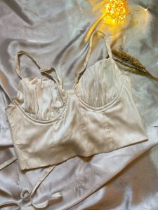 Elegant Satin Ruched Bustier Top