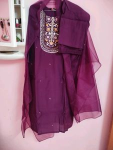 Embroidered Purple Kurta Set with Dupatta(new)