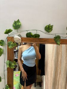 Blue One-Shoulder Top