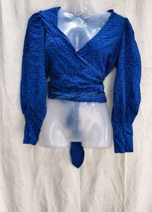 48209. Blue cute wrap top