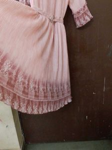 Chic Pink Ruffled Sleeve Dress