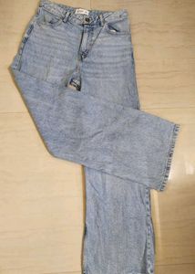 pull&amp;bear Light Wash Wide Leg Jeans