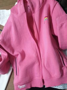 Cute Pink Rainbow Zip-Up Hoodie