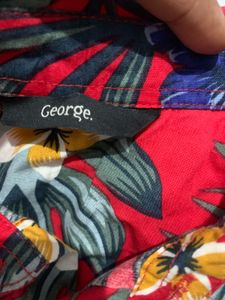 Boys  Red Floral Print Shirt