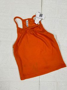Vibrant Orange Ribbed Cropped Tank Top