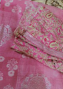 Pink Saree with Floral Print