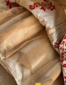 White &amp; Red Embroidered Lehenga Choli Set