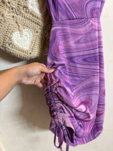 Purple Marble Print Ruched Bodycon Dress 💜