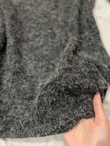 Cozy Grey Fuzzy Mock Neck Cropped Sweater