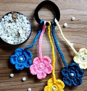Handmade Crochet Flower Hair Ties
