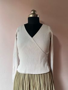 Cream Wrap Long Sleeve top