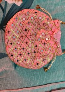 Pink Embellished Pouch