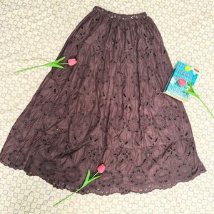 Boho Eyelet Tiered Maxi Skirt