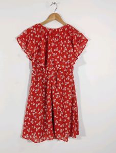 Red Printed Western Wear Dress (Women)