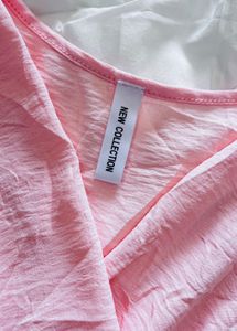 Pink Wrap Dress with Ruffle Hem