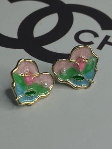 Enamel Floral Heart Earrings