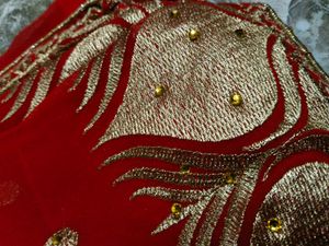 Elegant Red Embroidered Saree