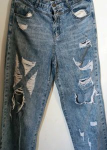 Distressed Blue Jeans