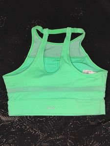 Neon Green Padded Sports Bra with Mesh Detail
