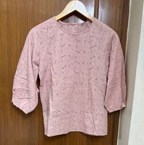Broderie Anglaise Pink Top
