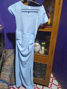 Light Blue Ruched Maxi Dress