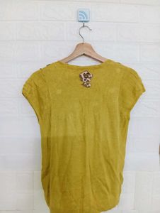 Chic Embellished Yellow Top