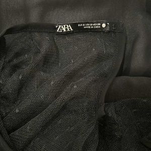 ZARA Elegant Black Sheer Layered Dress